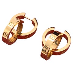 Cartier 18K Gold LOVE Hoop Earrings Screw Motif Pair