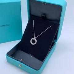 Tiffany & Co T1 Circle Pendant Necklace 18K White Gold Diamond