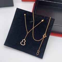 Qeelin Petite Wulu Gourd Pendant Necklace 18K Gold Full Diamond Charm Chain