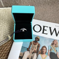 Auth Louis Vuitton Lockit Ring 18K White Gold Pave Diamond Dangling Padlock
