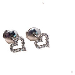 Tiffany & Co Platinum Diamond Open Heart Stud Earrings Mini Pt950