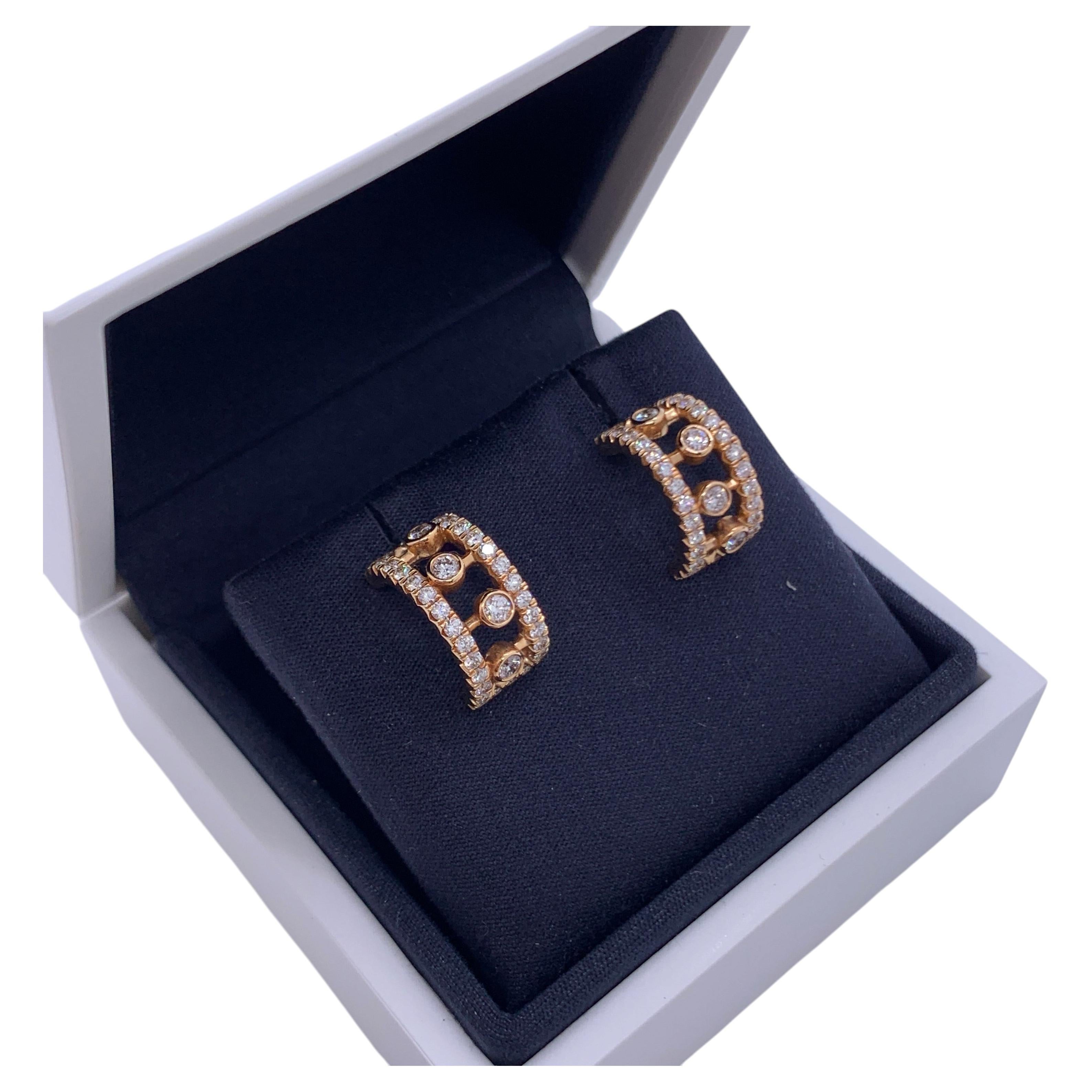 Pre-owned De Beers Dewdrop Diamond Pav� Hoop Earrings 18k Gold In Multiple
