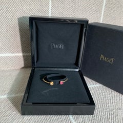 PIAGET Rose 18K Rose Gold Pink Tourmaline Diamond Cuff Bangle Bracelet Size 16