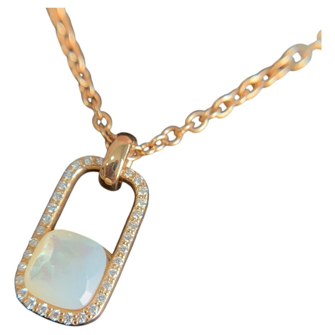 Pomellato Isola 18K Gold Mother of Pearl Diamond Pendant Necklace