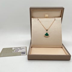BVLGARI Divas Dream 18K Rose Gold Malachite Diamond Pendant Necklace