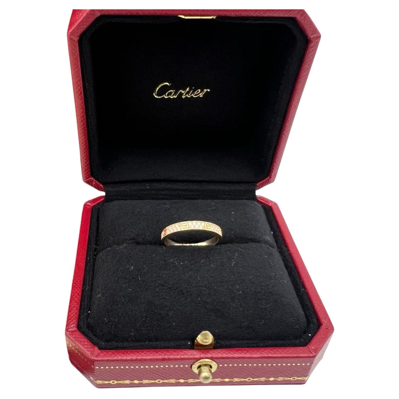 Anello CARTIER LOVE SM in oro rosa 18 carati con pavé di diamanti - Fede nuziale in vendita