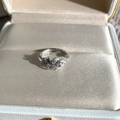 Boucheron Plume de Paon Ring 18K White Gold Diamond Feather Band Ring