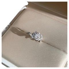 Boucheron Plume de Paon Ring 18K White Gold Diamond Feather Band Ring