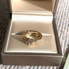 BVLGARI Serpenti Viper 18k Rose Gold Pavé Diamond Snake Ring M Size