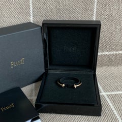Piaget Possession Open Bangle Bracelet 18K Rose Gold Onyx Diamond Cuff