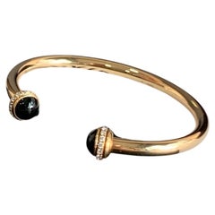 Piaget Possession Open Bangle Bracelet 18K Rose Gold Onyx Diamond Cuff