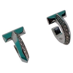 Tiffany & Co T1 Hoop Earrings 18K White Gold Diamond