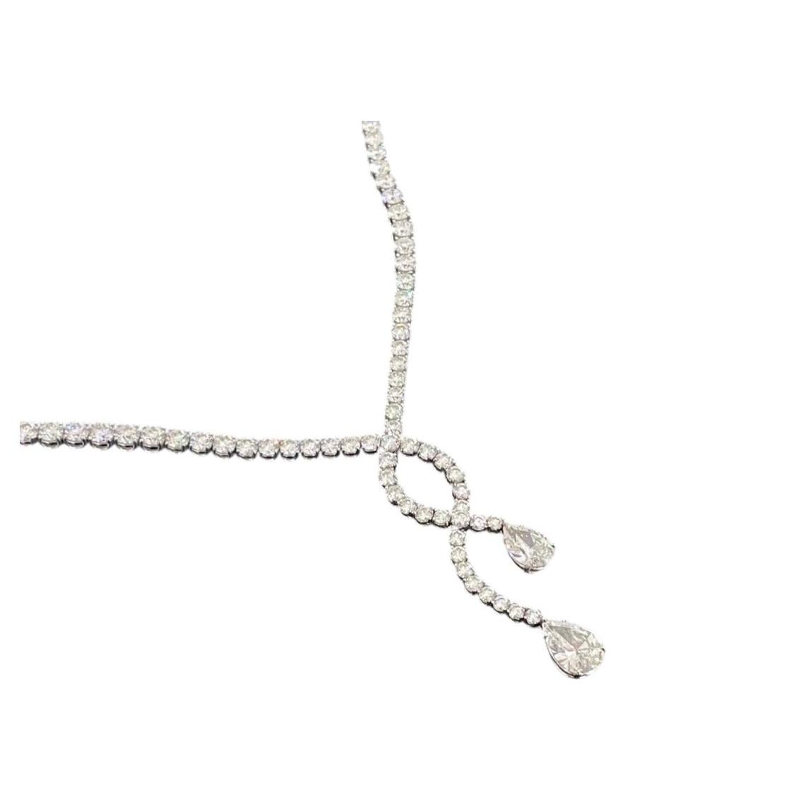 HARRY WINSTON Cascading Pear Diamond Platinum Statement Drop Necklace For Sale