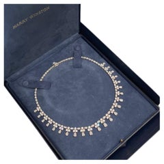 HARRY WINSTON Winston Cluster Pear Diamond Fringe 18K Gold Necklace High Jewelry