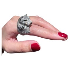 CARTIER Panthere de Cartier Full Diamond Pave Ring 18K White Gold