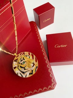CARTIER Panthere de Cartier Pave Diamond 18K Yellow Gold Necklace