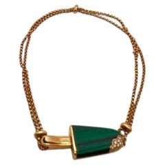 Bvlgari Gelati Malachite Diamond 18K Rose Gold Chain Soft Bracelet