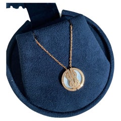 Fred Chance Infinie Lucky Medals 18K Rose Gold Diamond Mother of Pearl Necklace