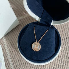 Fred Chance Infinie Lucky Medals 18K Rose Gold Diamond Mother of Pearl Necklace