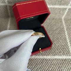 Cartier Trinity 18K Tri-Color Gold Diamond Pave Rolling Band Ring