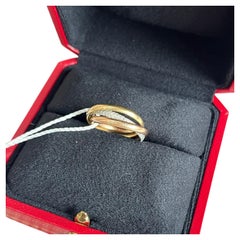 Cartier Trinity 18K Tri-Color Gold Diamond Pave Rolling Band Ring