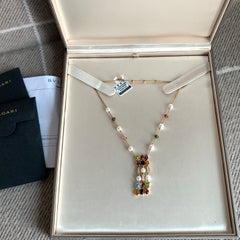 Bvlgari Allegra 18K Yellow Gold Multi-Gemstone Pearl Diamond Drop Necklace