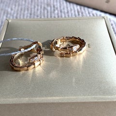 Bvlgari Serpenti Viper 18K Rose Gold Diamond Hoop Earrings