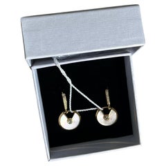 Cartier Amulette de Cartier 18K Yellow Gold Mother of Pearl Diamond Earrings