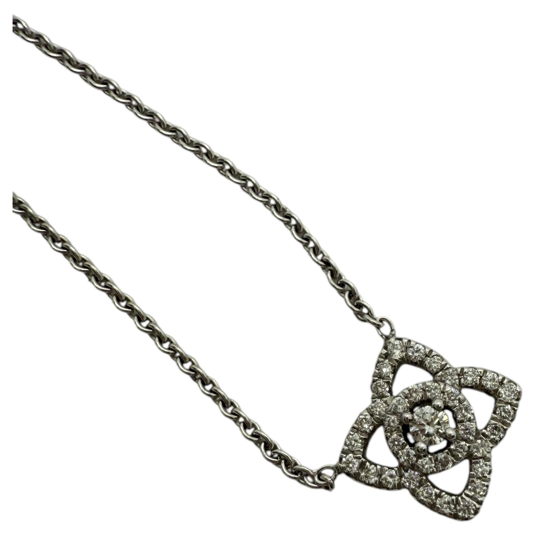 Pre-owned De Beers Enchanted Lotus 18k White Gold Diamond Pendant Necklace