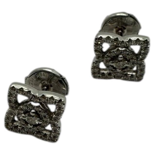 Pre-owned De Beers Enchanted Lotus Diamond 18k White Gold Flower Earrings