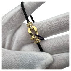 Fred Force 10 Bracelet 18K Yellow Gold Diamond Buckle Black Cable SIze 15 Medium