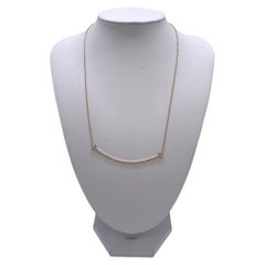 TIFFANY & CO 18K Rose Gold Diamond T Smile Pendant Necklace Large