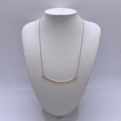TIFFANY & CO 18K Rose Gold Diamond T Smile Pendant Necklace Large