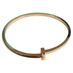 Tiffany & Co. T1 Narrow Hinged Bangle Bracelet 18K Rose Gold Au750 Size M