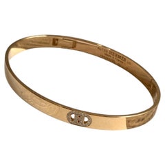 Hermes H d'Ancre Diamond Bangle Bracelet 18K Rose Gold Au750 Size LG