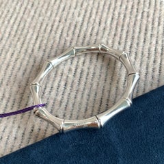 GUCCI Bamboo Bangle Bracelet 18K White Gold Silver Elastic Stretch