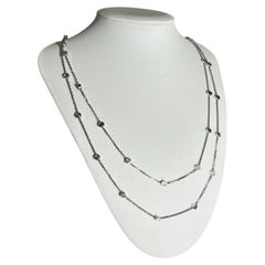 c Cartier Love 18k White Gold Diamond Long Necklace Double Loop