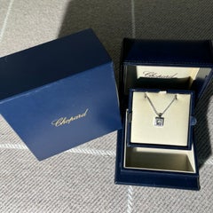 Chopard Happy Diamonds Square Pendant Necklace 18K White Gold Diamond