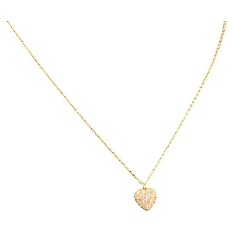 Cartier 18K Gold Pavé Diamond C Heart Pendant Chain Necklace