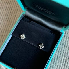 TIFFANY & CO Paloma Picasso Olive Leaf Platinum Diamond Stud Earrings PT950