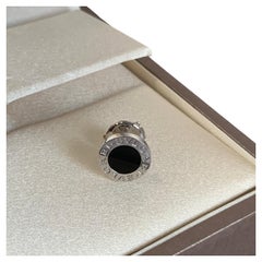 Orecchino a bottone singolo BVLGARI in oro bianco 18 carati con onice