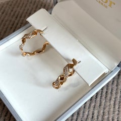 DIOR Archi Dior 18K Rose Gold Diamond Interlaced Twisted Hoop Earrings