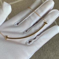 Tiffany & Co. T Smile Diamond Large Pendant Necklace 18k Rose Gold 750