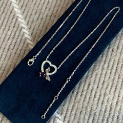 Chaumet Attrape-Moi 18K White Gold Amethyst Diamond Bee Heart Necklace