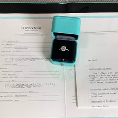 Tiffany & Co Soleste Emerald Cut Diamond Halo Engagement Ring Platinum PT950