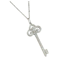 Tiffany & Co. Keys Fleur de Lis Key Pendant Diamond Platinum Pt950