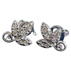 Tiffany & Co. Paloma Picasso Olive Leaf Diamond 18K White Gold Stud Earrings