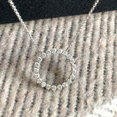 Tiffany & Co. Metro Diamond Open Circle Medium Pendant Necklace Platinum PT950