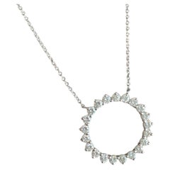 Tiffany & Co. Metro Diamond Open Circle Medium Pendant Necklace Platinum PT950