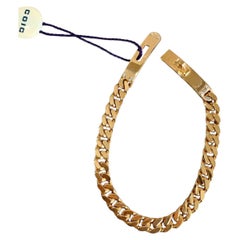 Hermes Kelly Gourmette Bracelet 18k Rose Gold Diamond Curb Chain LG Size